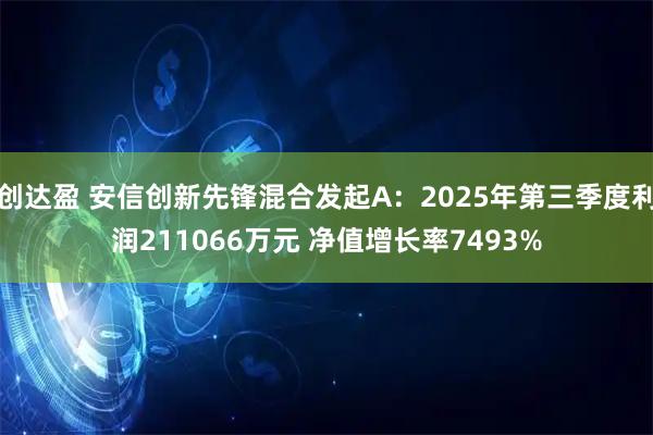 创达盈 安信创新先锋混合发起A：2025年第三季度利润211066万元 净值增长率7493%